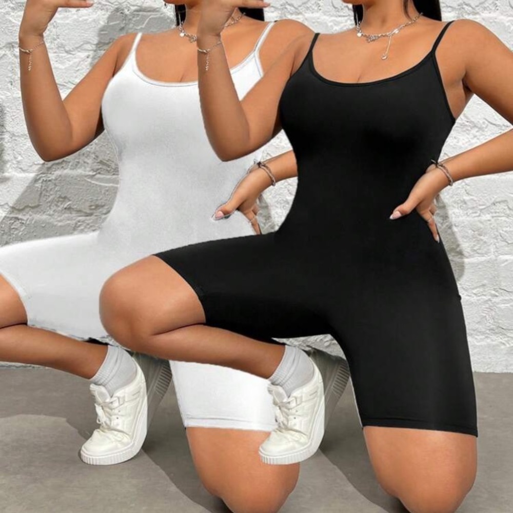 Black and White Sleeveless Romper Set